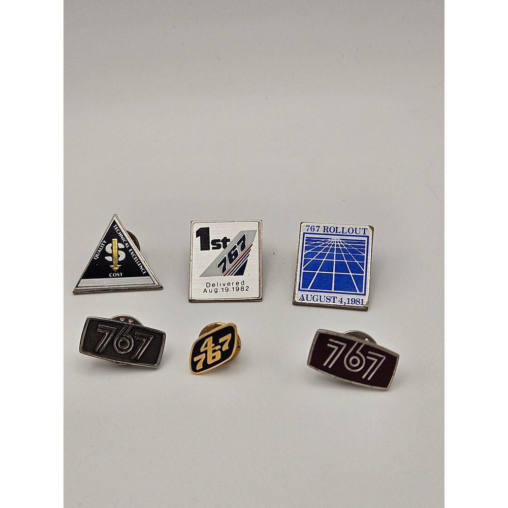 Vintage Boeing 767 Pin Set 1st Delivery Rollout Aviation Memorabilia 6 Pieces